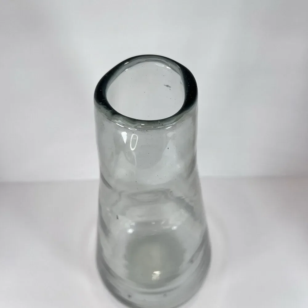West‎ Elm Modern Clear Smoke Gray Recycled Glass Vase Hand Blown 12 3/4”